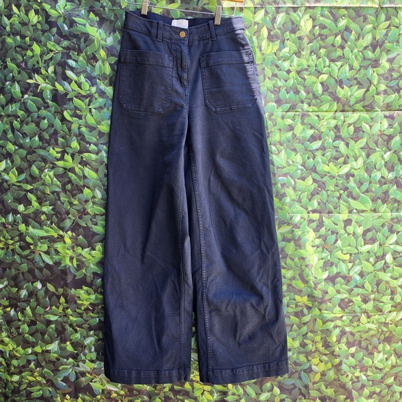 Caslon Denim - Caslon Wide Leg Jeans Womens 4 Dark Wash High Rise Patch Pocket Trouser Denim